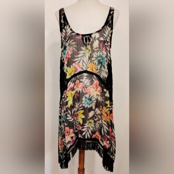 FRINGED FLORAL CHIFFON DRESS - Picture 6 of 9